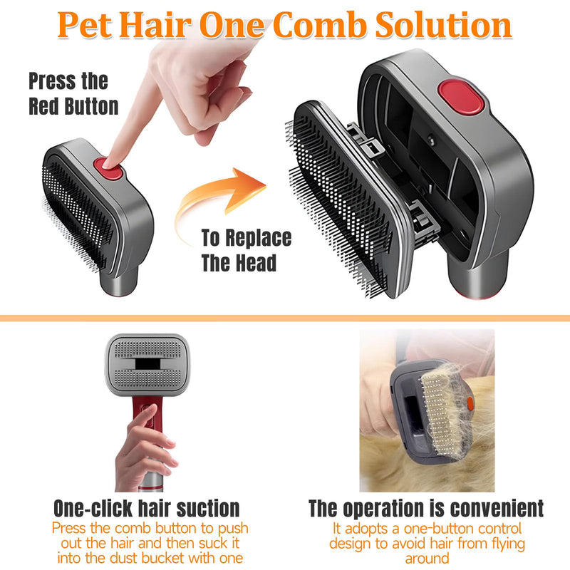 Pet Dog Grooming Attachment Kit, Deshedding Brush Attachment for Dyson V15, V11, V10, V8, V7 – Effective Grooming & Cleaning – Hair Grooming Tools for Dog and Cat, 3 Pack A:Needle Comb+Hose+Connector - PawsPlanet Australia