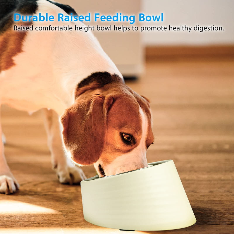 UPPETLY 15°Slanted Stainless Steel Dog Bowl, Tilted Angle No Spill Non-Skid Cat Food Bowl, Stress Free Food Grade Material Feeder for Pets Puppy Small Medium Dogs White - PawsPlanet Australia