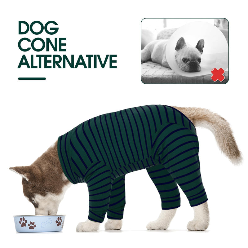 Kuoser Recovery Suit for Small Dogs After Surgery, Long Sleeve Dog Surgery Recovery Suit, Dog Onesie for Abdominal Wounds Skin Disease, Anti-Licking Pet Surgical Snugly Suit, Green S S (Back Length: 12.2'') - PawsPlanet Australia