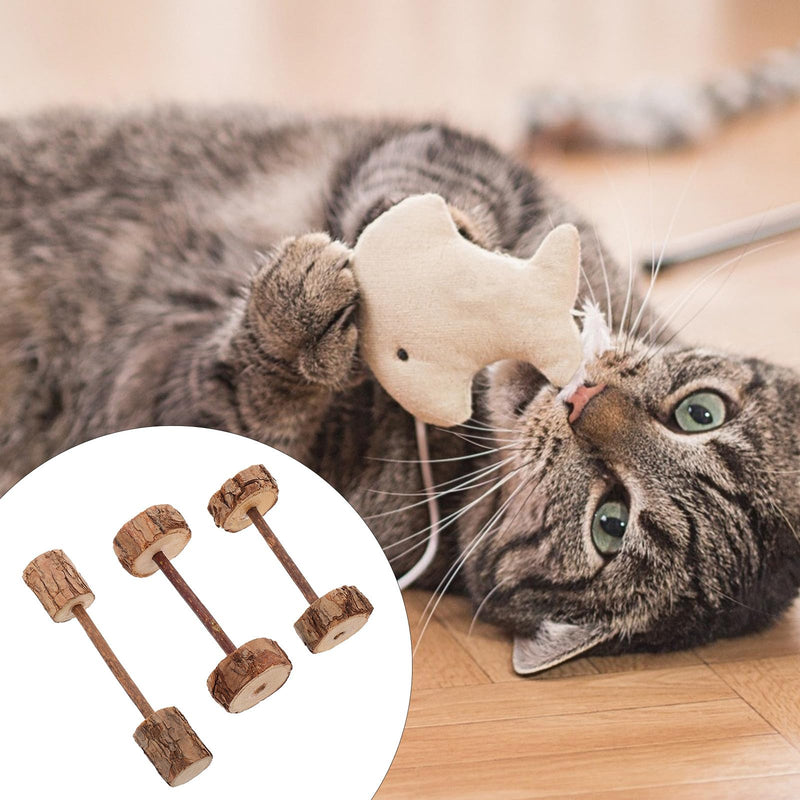 LALAFINA 3-Piece Pack Matatabi Cat Toy Dumbbells Made of Natural Material for Dental Care and Self-Entertainment for Cats at Home or in Pet Shops. Random Style
