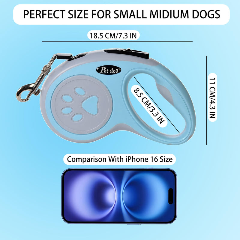 Retractable Dog Leash, VELIGOOD 5M/16FT Extendable Dog Lead with Strong Nylon Tape Tangle-Free One-Handed Brake, Pause, Lock for Small Medium Dogs (Blue) Blue - PawsPlanet Australia
