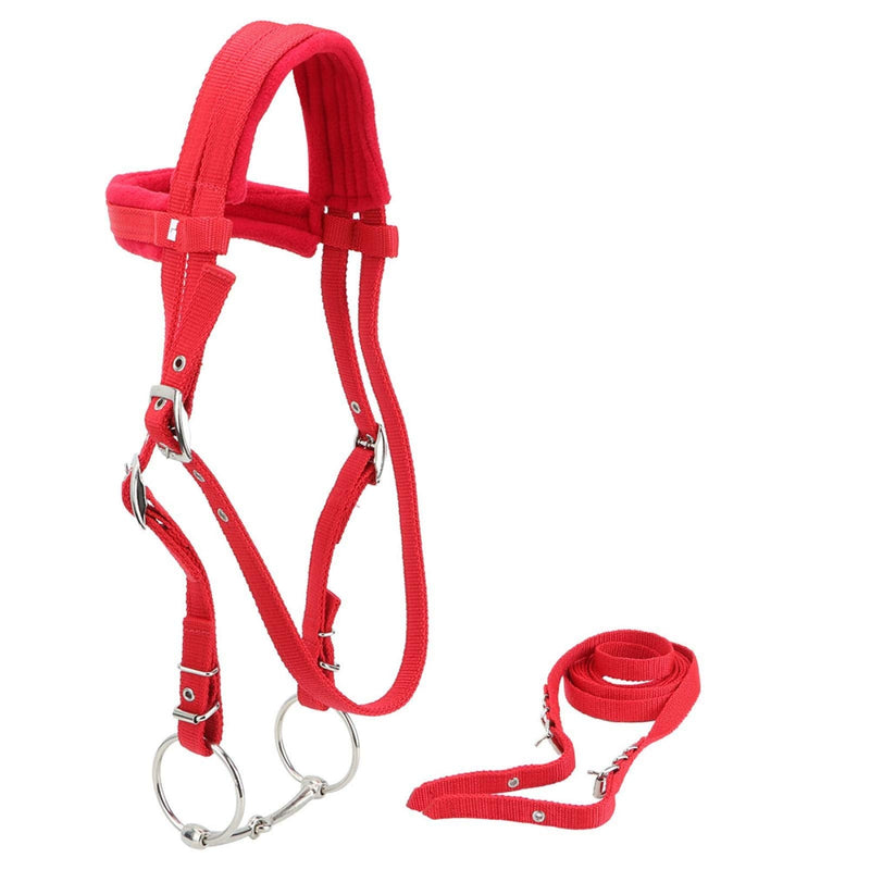 Zerodis Adjustable Horse Bridle with Rein Red Harness Headstall with Soft Cushion - PawsPlanet Australia