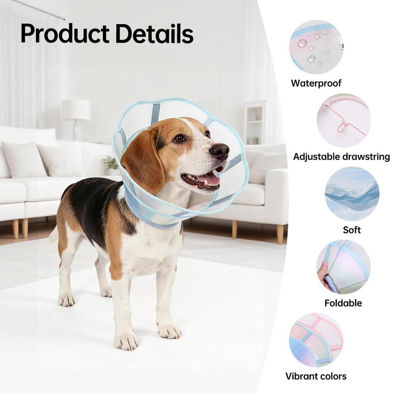 Touchdog Soft Dog Cone Collar,Waterproof & Foldable Elizabethan Collar for Dogs After Surgery, No Lick Recovery E-Collar, Comfortable Protective Cone Alternative for Small Medium Large Dogs (Blue, S) Blue
