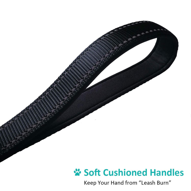 Dog Leash 6 Foot Long Traffic Padded Two Handle Heavy Duty Lead for Large or Medium Dogs Training Reflective Leashes (6 Foot, Pack of 1, Black) 6 Foot (Pack of 1) - PawsPlanet Australia