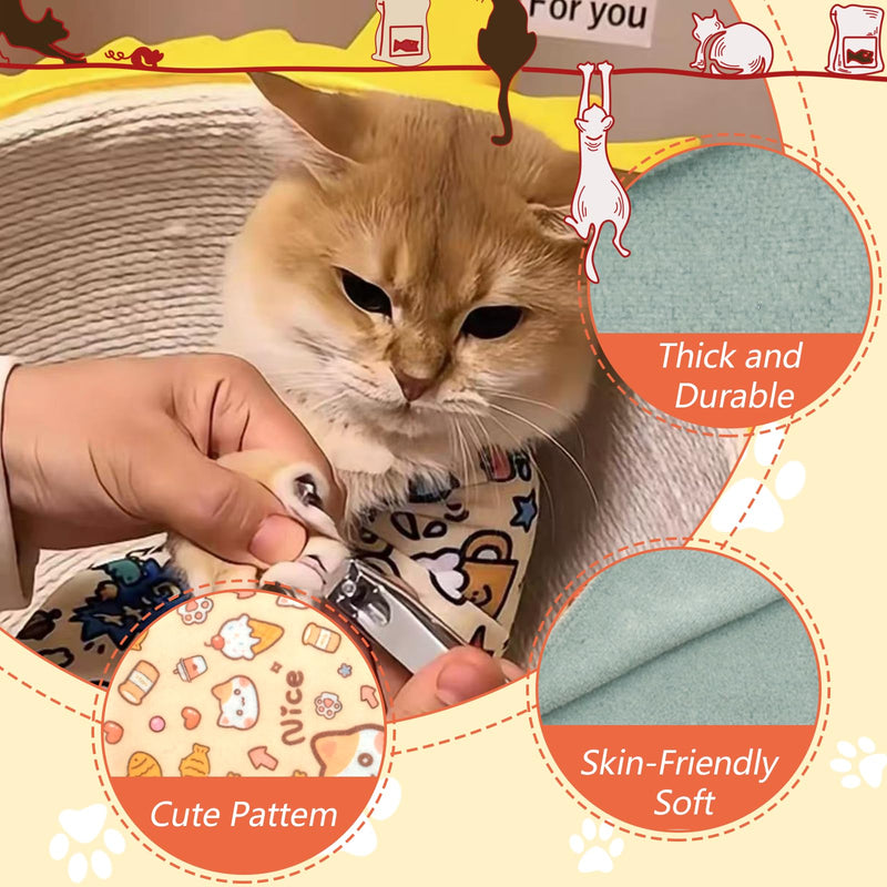 Large Cat Grooming Wrap Self-Adherent Cat Wrap for Cutting Nails with Nail Clipper&File Cat Restraint Burrito Wrap for Nail Clipping Anti-Scratch/Escape, Cat Swaddle Wrap for Calming (27.6*27.6Inch) Orange cat - PawsPlanet Australia