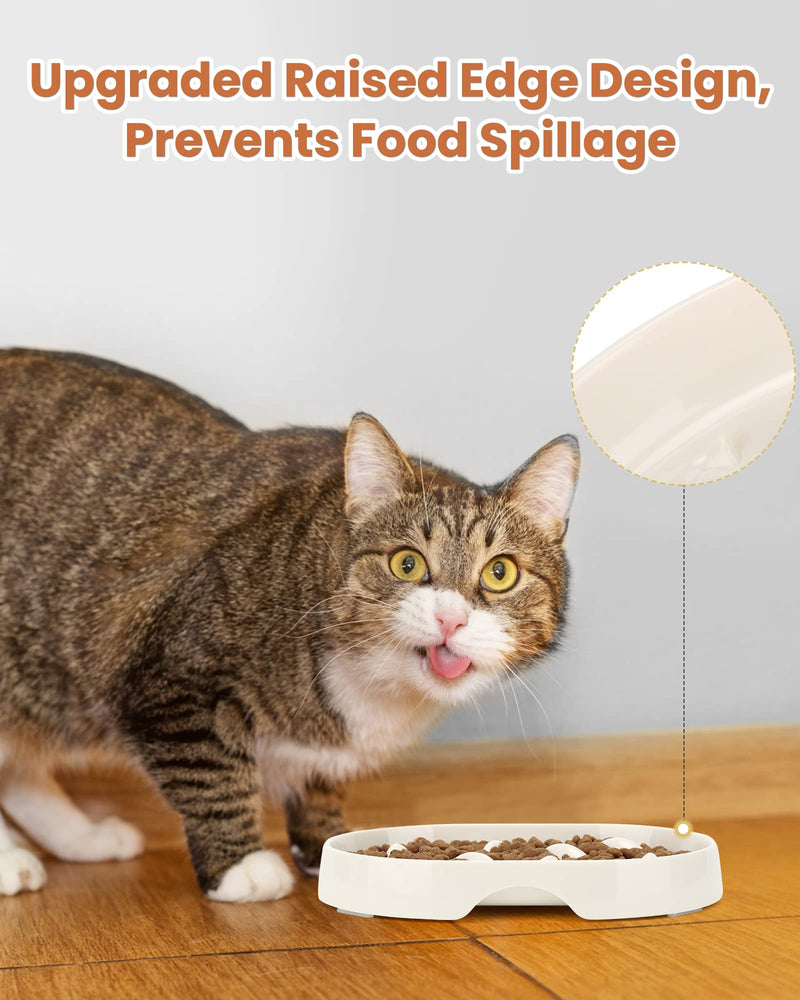 Slow Feeder Cat Bowl, Raised Rim Spill Proof Cat Slow Feeder Bowl for Wet and Dry Food, Slow Feeder for Cats Pet Anti Vomiting Anti Gulping, Fun Cat Puzzle Feeder Bowl White - PawsPlanet Australia