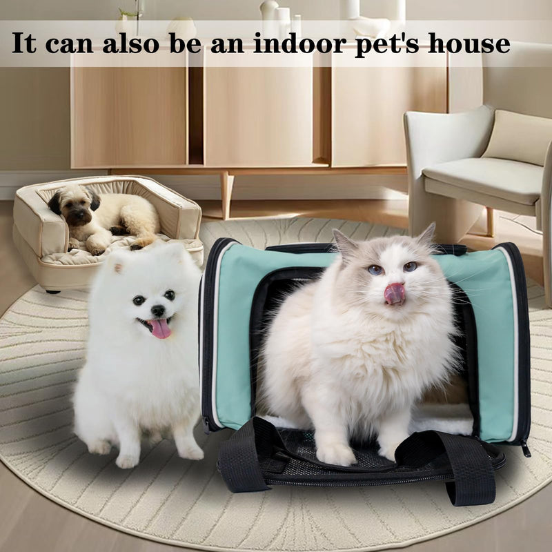 Cat, Dog Carrier for Small Medium Pet Carriers Up to15Lbs, Cats Carrier Soft- Sided Puppy Dogs Bag Portable Foldable Airline Approved Carrier Travel (Green 18 * 11 * 11) 18.0"L x 11.0"W x 11.0"H Green - PawsPlanet Australia
