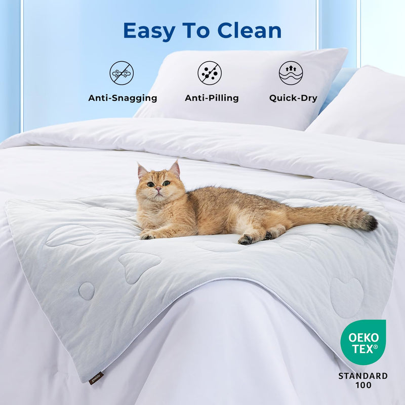 Cooling Blanket for Small Dogs - High Q-MAX 0.4+ Cold Washable Cat Mat, Travel Soft Dog Summer Essentials, Blue, 30"x40" M(30x40") - PawsPlanet Australia