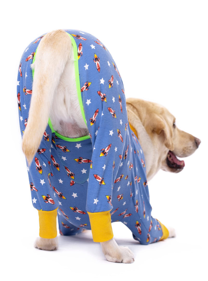 Large Dog Clothes, Elastic Pet Onesie Clothes Protect Joints Anti-hair Anti Licking, Wound Protection Pet Pajamas Jumpsuit For Medium Large Dogs (4XL,Blue Rocket) 4XL Blue Rocket