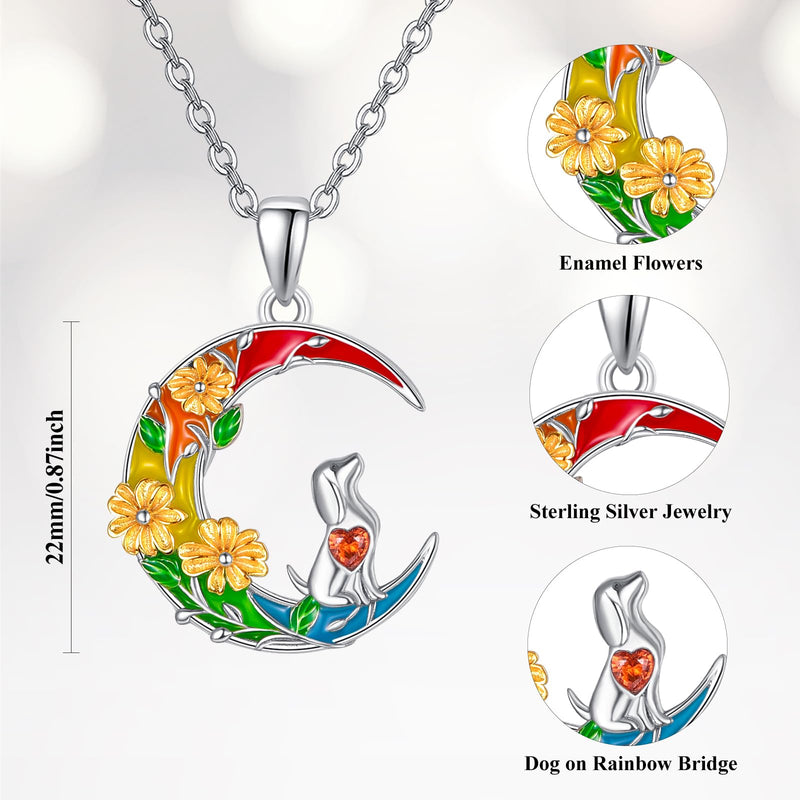 Rainbow Bridge Dog Cat Memorial Gifts Necklace Sterling Silver Jewelry Pet Memorial Gifts for Loss of Dogs Bereavement Gifts Sympathy Gift Dog and Flower - PawsPlanet Australia
