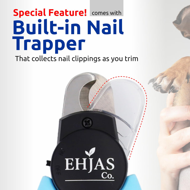Stainless Steel Pet Nail Trimmer/Clipper with LED Light, Nail Trapper and Filer, Blue, for Dogs and Cats - PawsPlanet Australia