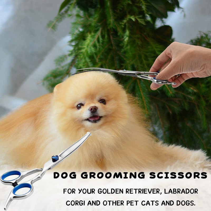 “6.5”Stainless Steel Pet Grooming Scissors Set – Safety Round Tip Curved & Up Curved Shears for Dog Cat Hair Trimming - PawsPlanet Australia