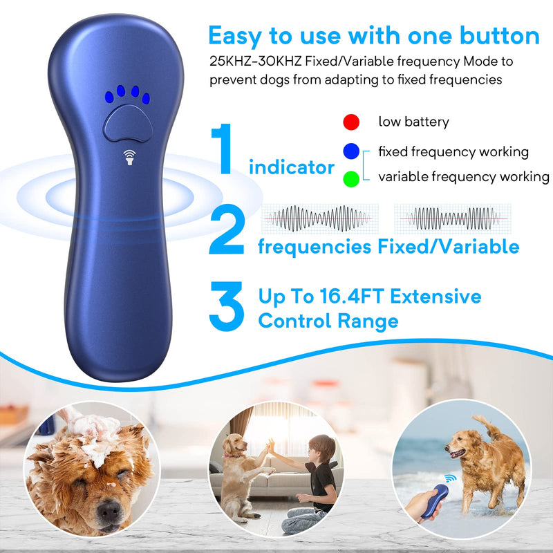 New Anti Barking Device,Dog Barking Control Devices,Rechargeable Ultrasonic Dog Bark Deterrent up to 16.4 Ft Effective Control Range Safe for Human & Dogs Portable Indoor & Outdoor(Blue) Blue - PawsPlanet Australia
