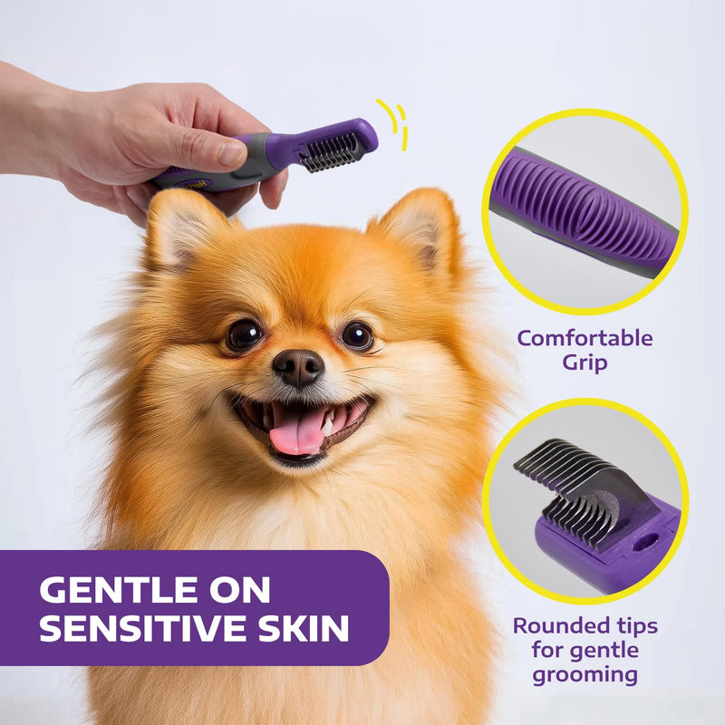 Hertzko Cat and Dog Dematting Tools Single Sided Dog and Cat Dematting Comb - for All Pets - Effortlessly Removes Tangles, Mats, and Loose Fur - Safe, Easy Grooming for Cats and Dog - Large - PawsPlanet Australia