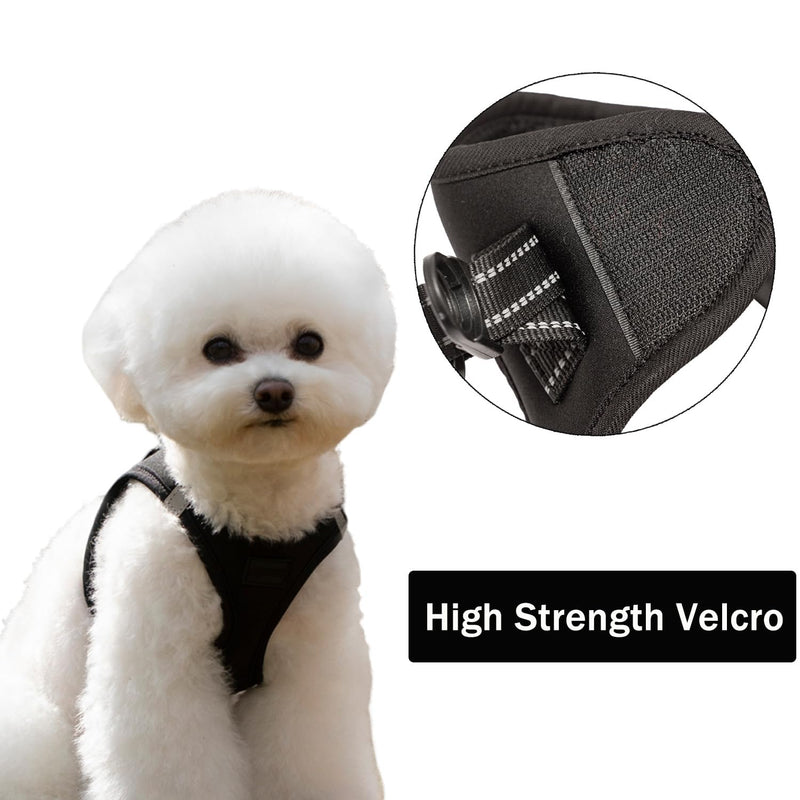 No Pull Dog Harness and Leash Set for Small Medium Sized Dogs, Puppy Harness for Walking Running Trainning, Reflective Strip Double D-Rings Pet Vest Black XS(Chest:12.2''-14.17'') - PawsPlanet Australia