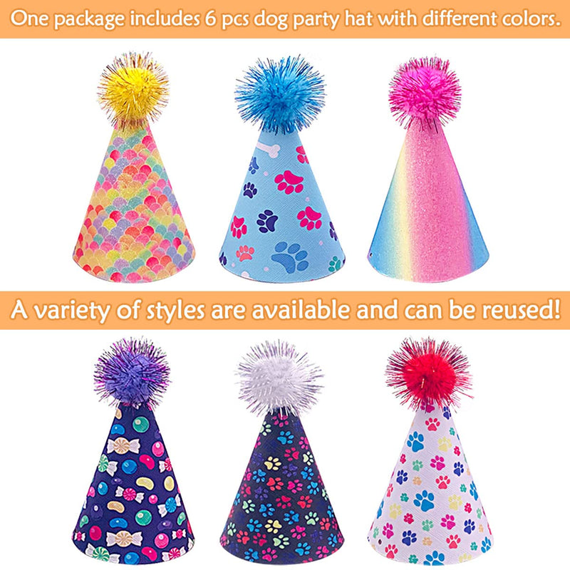 6pcs Dog Birthday Hat Party Hats Supplies for Small Medium Boy Girl Doggie Puppies Cat Kitten Decorations Grooming Accessories…