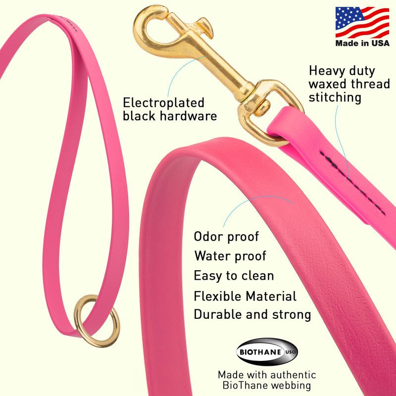 Viper Biothane K9 Working Dog Leash Waterproof Lead for Tracking Training Schutzhund Odor-Proof Long Line with Solid Brass Snap for Puppy Medium and Large Dogs 6ft, Passionfruit Pink W 1/2" - L 6' - PawsPlanet Australia