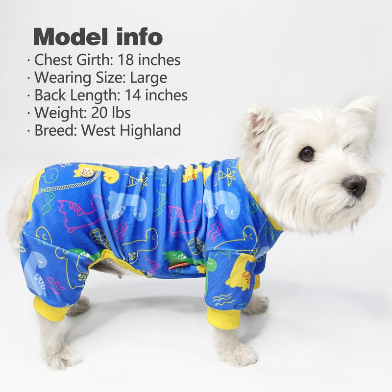 KYEESE Dog Pajamas for Small Medium Dogs with Dinosaur Soft Material Stretchable Dog Pajamas Onesie Dog Apparel, X-Large X-Large (25-40lbs) 1# Dinosaur - PawsPlanet Australia