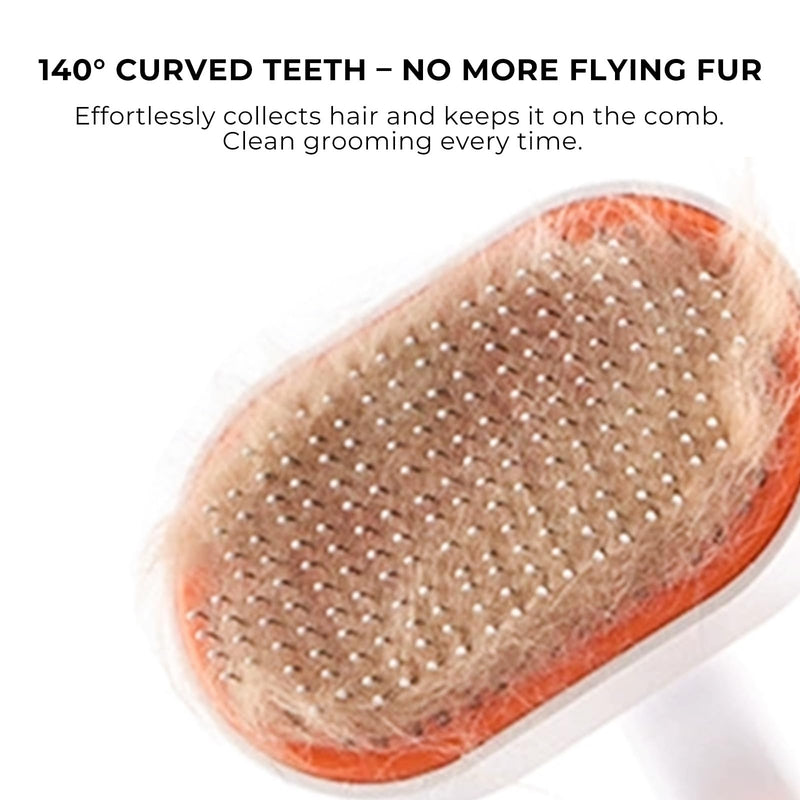 Cat Brush for Shedding with Release Button, Efficient Pet Hair Removal Tool for Indoor Cats & Dogs, Self-Cleaning Comb Grooming Brushes, White - PawsPlanet Australia