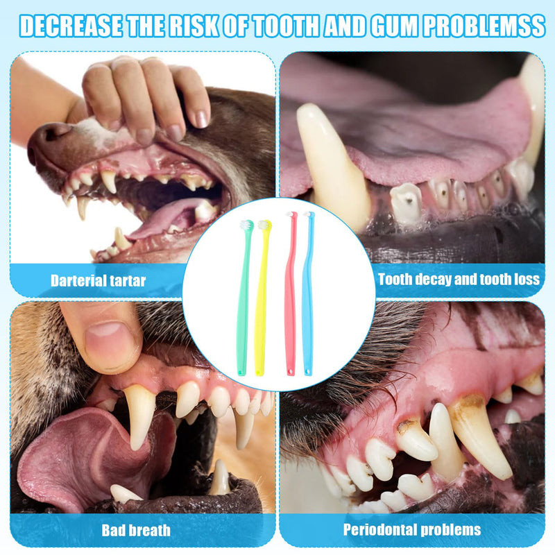 4pcs Dog & Cat Toothbrush, Round & Pointed Soft Bristle Pets Toothbrush Micro Head Kitten Teeth Cleaning Brush Dental Care for Puppy Kitty Reduce Plaque Tartar Formation & Bad Breath (Color 2) Color 2 - PawsPlanet Australia