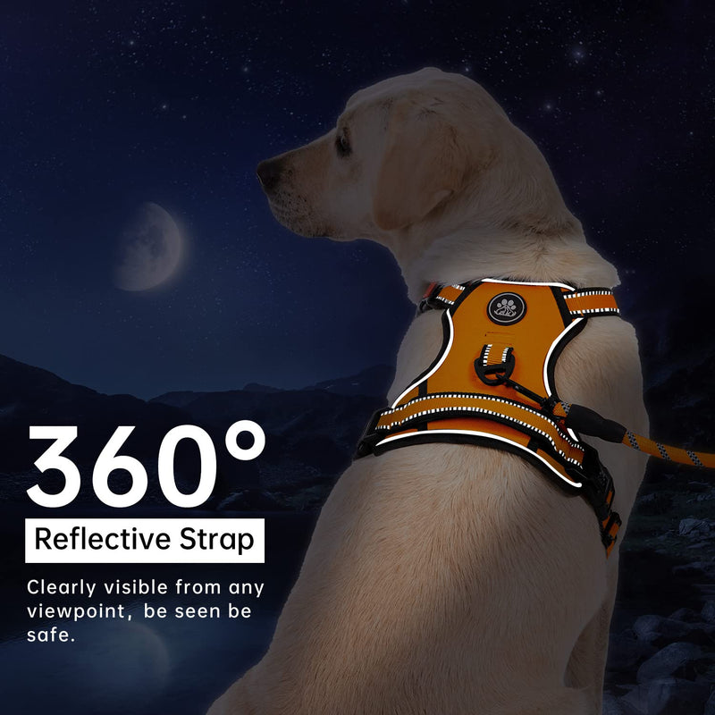 IVY&LANE No Pull Dog Harness with Leash Set, Reflective No Choke Pet Vest,Adjustable Oxford Dog Vest Harness with Easy Control Handle for Small Medium Large Dogs X-Small Orange - PawsPlanet Australia