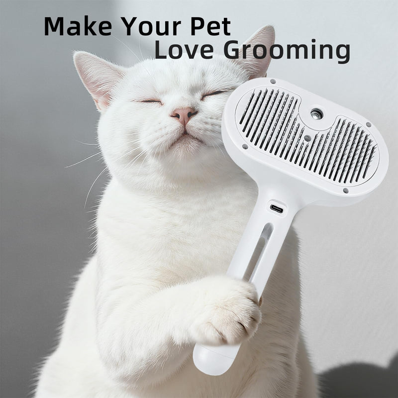 Cat Steam Brush for Shedding, Self Cleaning Hair Brush with Release Button for Short and Long Haired Cats, 4-in-1 cat Grooming Supplies for Massage, Cleaning, Shedding & Combing - PawsPlanet Australia