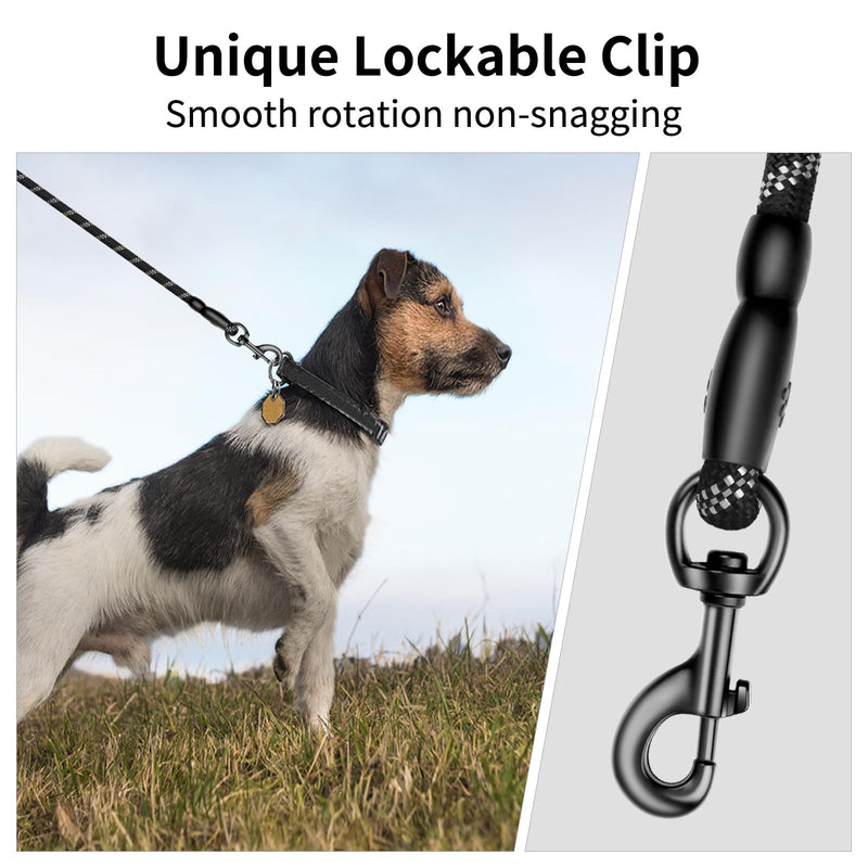 Heavy Duty Dog Leash for Large Medium Small Breed Dogs, Reflective Rope dog leashes with Comfortable Handle,4/5/6 FT Pet Puppy Leash for Night Walking with Poop Bag Holder,Black,1/2 inch Chic Black 6FTx1/2 Inch - PawsPlanet Australia