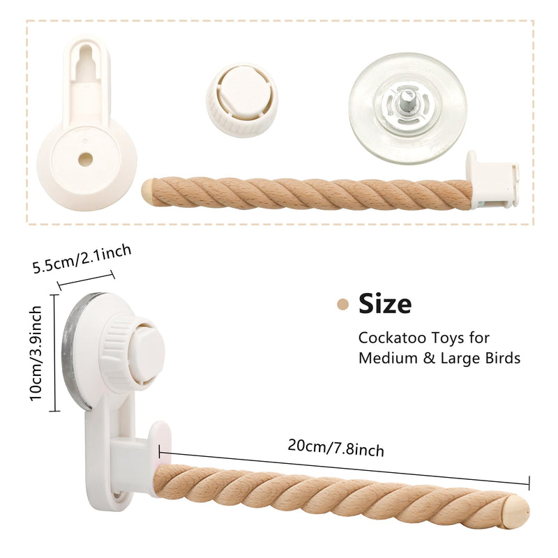 Suction Cup Bird Perch,Natural Wood Parrot Window/Bath/Car/Travel/Shower Perches Stand Portable Parakeet Grinding Stick Training Toys for Small and Medium Birds(Twist Grain) 1 Pcs-Wood Stick - PawsPlanet Australia