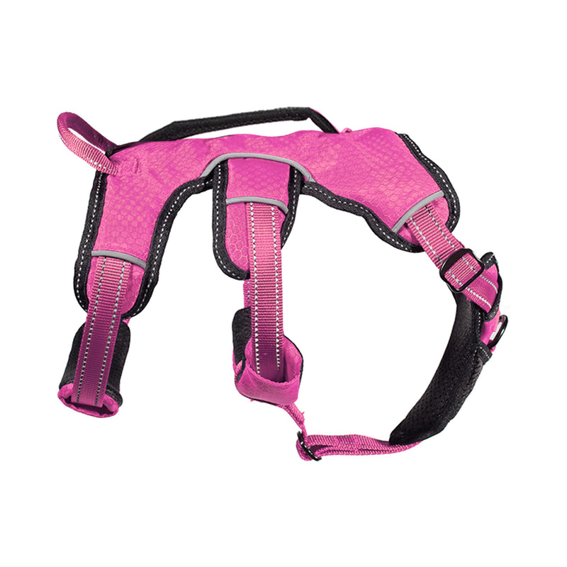 Tuff Pupper Updated for 2024 - Tracker No Escape Dog Harness | Dual Escape Proof Leash Attachments | 5 Point Adjustable Fit Harness for Dogs | Padded Dog Harness for Comfort | Handle Dog Lift Harness Medium (Neck: 18-21" , Chest: 21-28") Hot Pink - PawsPlanet Australia