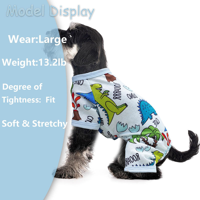 Dog Pajamas Spring Summer Dog Clothes for Small Medium Dogs Girl Boy Cute Soft Puppy Pjs Clothes Doggie Onesies Cat Pet Jammies Outfit (Small) Blue Dinosaur - PawsPlanet Australia