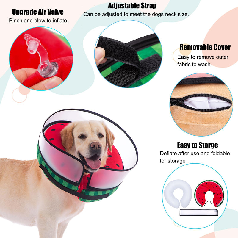 Inflatable Dog Cone Collar with Enhanced Anti-Licking, Soft Neck Donut for Dogs Cats, Recovery Pet Cone Collar After Surgery for Large Medium Small Dogs… (Watermelon, X-Large) Watermelon - PawsPlanet Australia