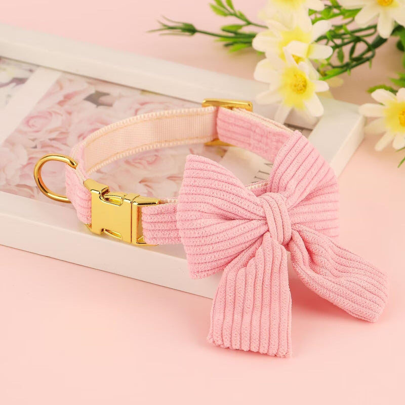 Beirui Girl Dog Collars with Bowtie, Adjustable Cute Dog Collar for Wedding and Holiday, Soft Pet Collar for Small Dogs, Pink S S: Fit 10-20lbs - PawsPlanet Australia