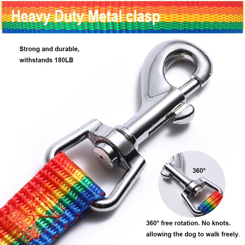 6 FT Puppy Leashes, Strong Traditional Style Leash with Easy to Use Collar Hook,Dog Lead Great for Small and Medium and Large Dog (Rainbow, 5/8 in x 6 ft) Rainbow - PawsPlanet Australia