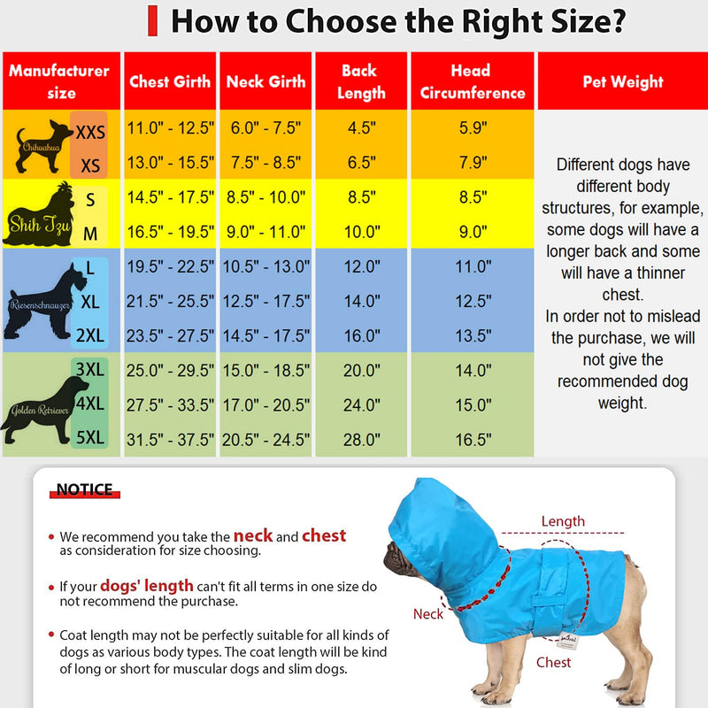 LeerKing Dog Raincoat Hooded Leash Hole 10 sizes, Waterproof Double Layer Dog rain coat Jacket with Cotton Lining for Small Medium and Large Dog,Yellow,M Yellow