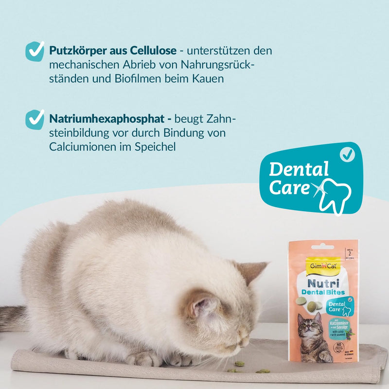 GimCat Nutri Dental Bites - Delicious Snack with a Targeted Formula for the Wellbeing of Your Cat - 1 Bag (1 x 425 g)