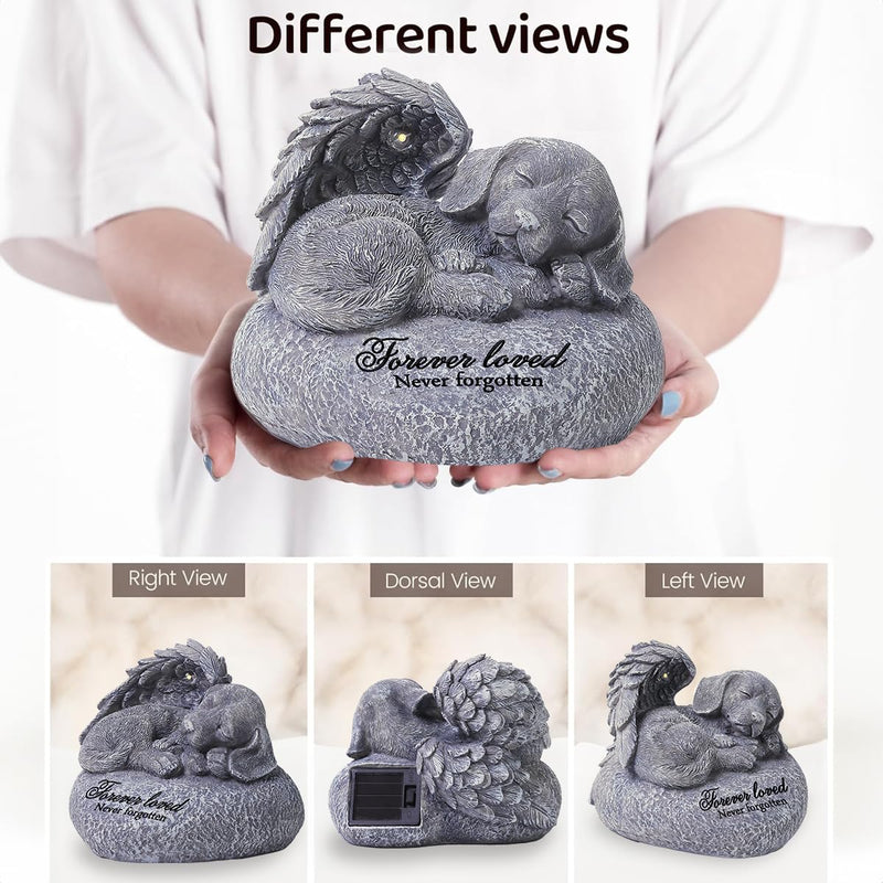 Pet Memorial Gifts for Dogs,Hand-Sculpted Resin Pet Loss Sympathy Gift with LED Light, Pet Angel Sleeping Dog Memorial Stone Statue Pet Headstone Grave Markes for Loss Dog Sympathy Gift - PawsPlanet Australia