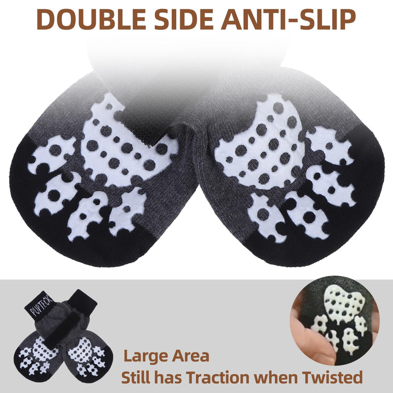 PUPTECK Anti-Slip Dog Socks with Double Sides Grips for Small Medium Large Dogs Hardwood Floors Prevents Licking, Dog Shoes for Hot Pavement Traction Control Paw Protector for Senior Dogs, Grey L Large (2 Pair) - PawsPlanet Australia
