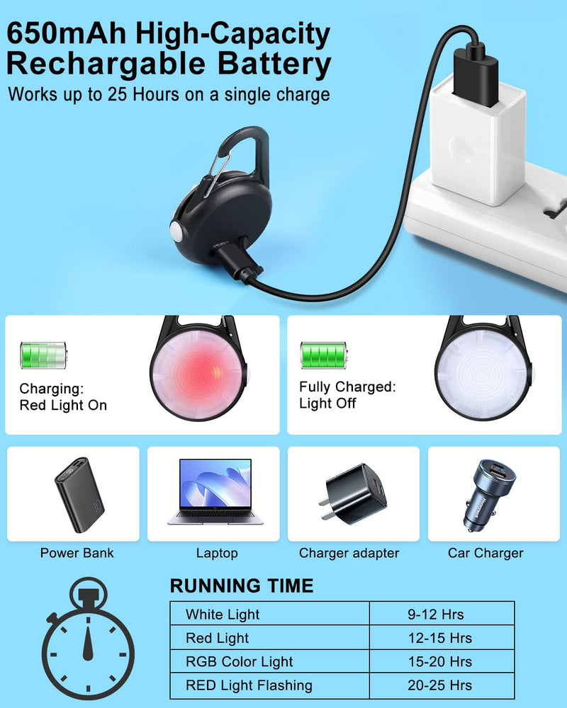 2 Pack Dog Collar Light, Rechargeable Dog Lights for Night Walking Clip On, 4 Modes Waterproof LED Collar Charm for Nighttime Running, Cycling, Pet Camping Essentials (Black) Matte Black - PawsPlanet Australia