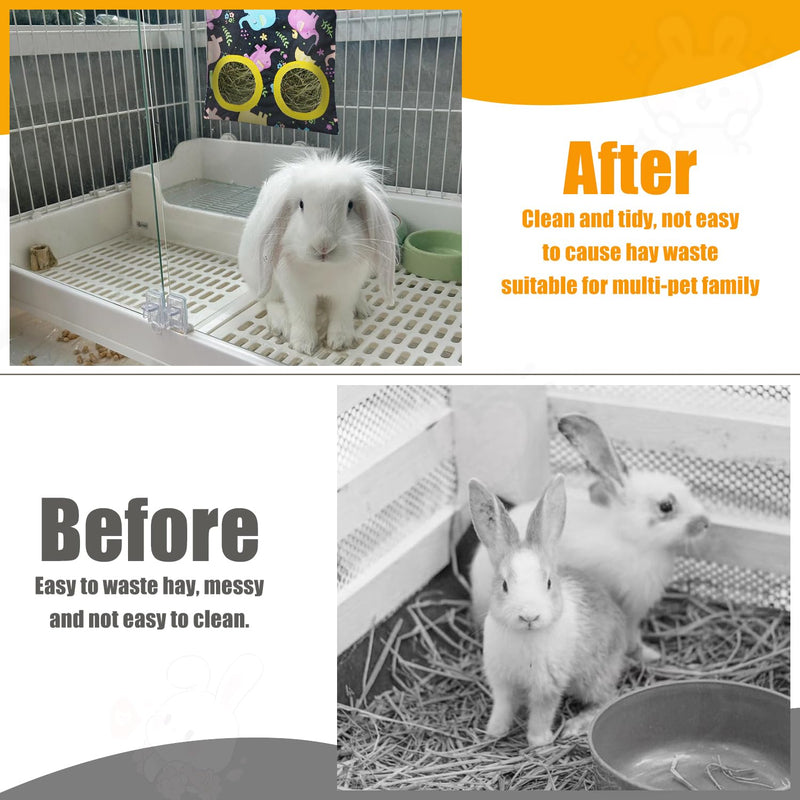 2 Pcs Rabbit Hay Feeder Bag, Hanging Hay Feeder for Small Pets - Guinea Pigs, Rabbits, Chinchillas, Hamsters - Washable Bunny Hay Bag with 2&3-Hole Design (Elephant) elephant - PawsPlanet Australia