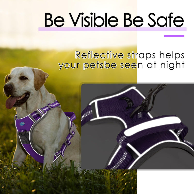 ThinkPet No Pull Harness Breathable Sport Vest with Handle-Dog Harnesses Reflective Adjustable for Medium Large Dogs Purple M(Chest:15"-28") - PawsPlanet Australia