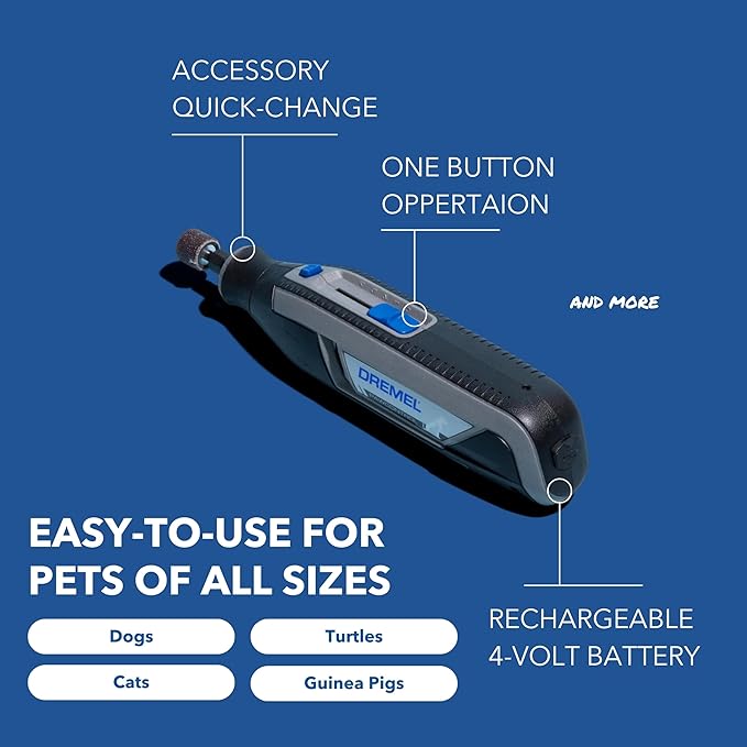 Dremel 7300-PT 4.8V Cordless Pet Dog Nail Grooming & Grinding Tool, Safely & Humanely Trim Pet & Dog Nails, Grey Medium - PawsPlanet Australia