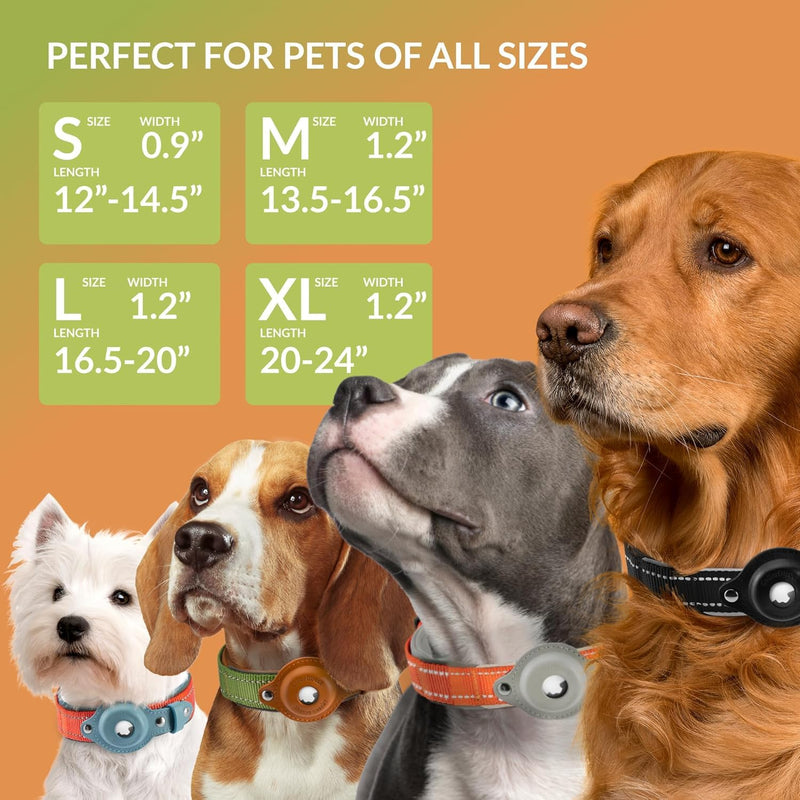 Airtag Dog Collar, CollarDirect, Reflective Dog Collar for Apple Air Tag for Large, Medium, and Small Dogs, Black, Green, Pink (L, Green) Large 16.5"-20" - PawsPlanet Australia