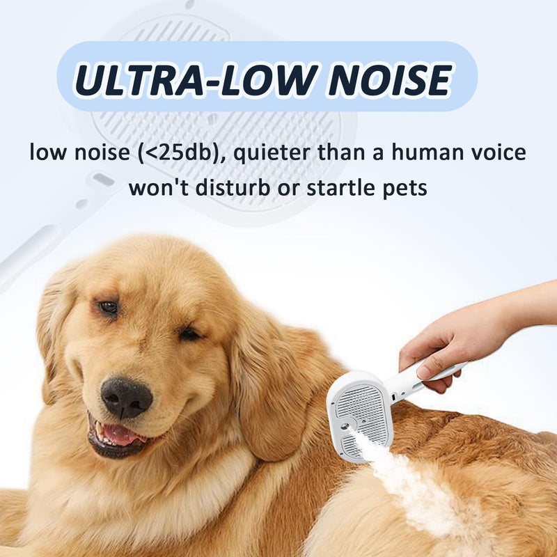 Fresh Fur Shower Brush, 3 In 1 Self Cleaning Pet Spray Hair Removal Comb, Pet Steamy Shower Brush + Bathing Solution, Removes Loose Hair & Reduces Shedding, for Long & Short Haired Pets (White) White - PawsPlanet Australia