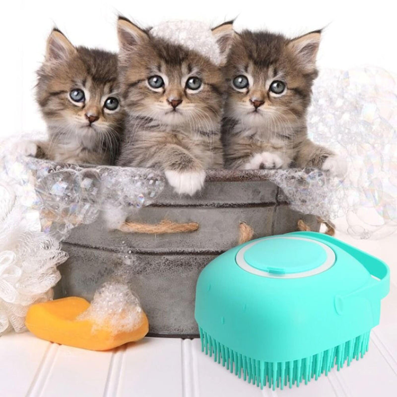 Pet Dog Shampoo Massager Brush Cat Massage Comb Grooming Scrubber Shower Brush for Bathing Short Hair Soft Silicone Brushes Blue - PawsPlanet Australia
