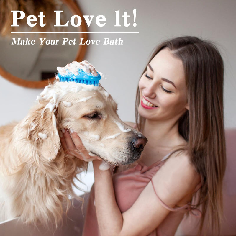 2PCS Dog Bath Brush | Dog Scrubber for Bath | Dog Shampoo Brush | Dog Washing Brush | Dog Shower Brush with Adjustable Handle,Suitable for Pets Deshedding, Washing, Massaging & Grooming (Green Blue) Green Blue - PawsPlanet Australia