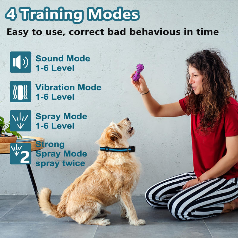 Citronella Bark Collar for Dogs, Dog Training Anti Bark Collar with Remote, 4 Modes Spray/Vibration/Sound/Reinforcement Spray, 1000FT Range Upgrade No Shock Stop Barking Device for S/M/L Dogs - PawsPlanet Australia