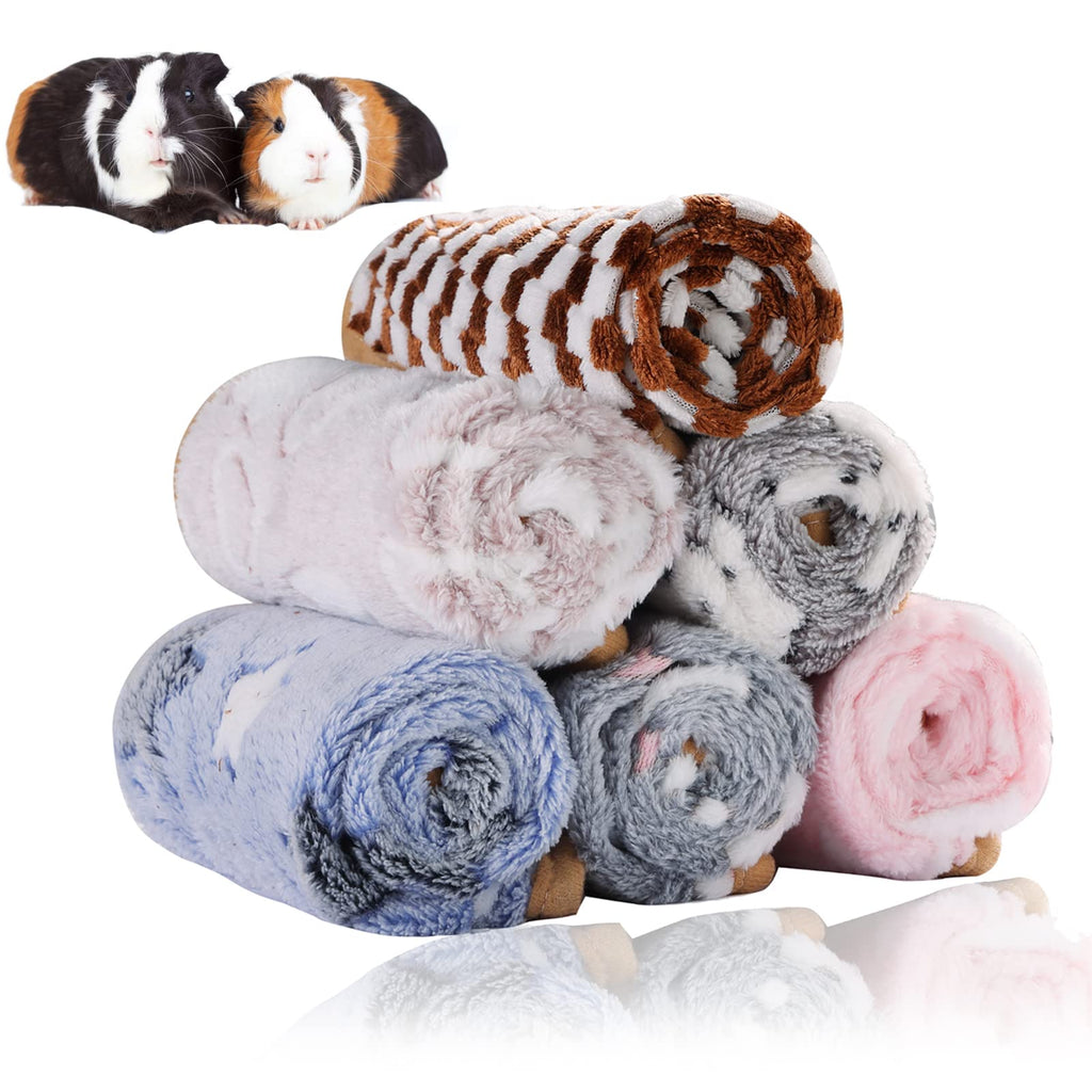 Guinea Pig Fleece Blankets 6 Pieces Waterproof & Washable Small Animal Cage Liners Sleep Mat Bedding Pad for Hamster Chinchilla Rabbit Hedgehog (S-7.9 x 7.9 Inch) S-7.9 x 7.9 Inch