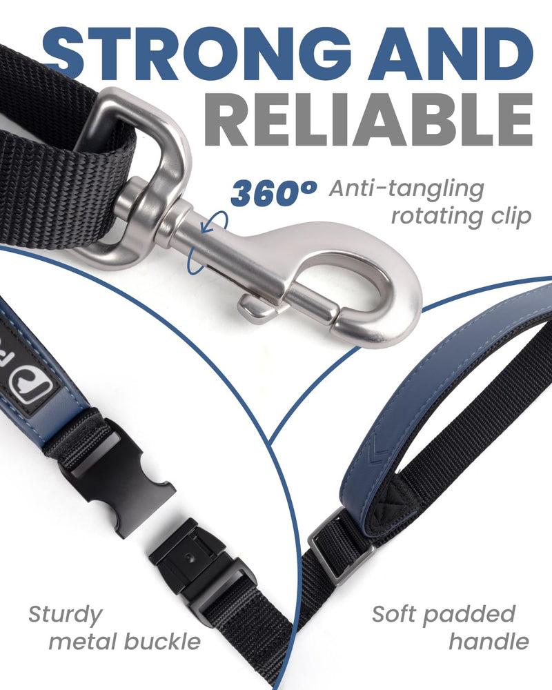 Reinforced Crossbody Dog Leash, 4–6ft Adjustable Multifunction Leash with Dual Padded Handles, Durable Nylon Lead Featuring Solid Metal Clips for Daily City & Park Walking - PawsPlanet Australia