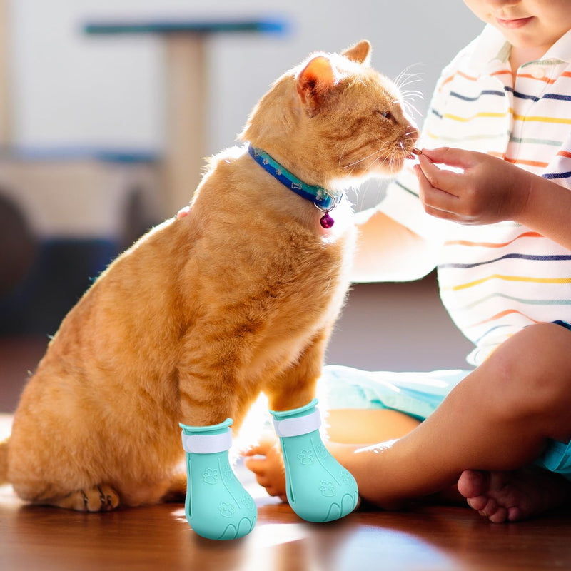 4 Pcs Silicone Cat Feet Claw Covers, Anti-Scratch Cat Nail Shoes Kitten Feet Paw Boots Cat Protector Caps to Prevent Scratching Pet Supplies for Bathing Shaving Grooming - PawsPlanet Australia