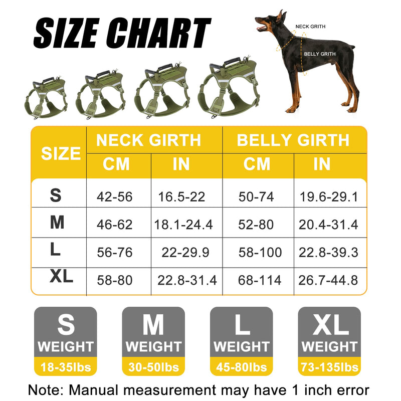 Tactical Dog Vest,Harness for Large Medium Dogs Reflective No Pull Adjustable Pet Harness Walking Training Running,Easy Control Pet Vest for Military Use Service Dog Harnesses(Green,M) Green - PawsPlanet Australia